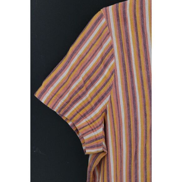 Madewell Button Back Easy Dress In Rainbow Stripe XL Linen Blend - Picture 5 of 11